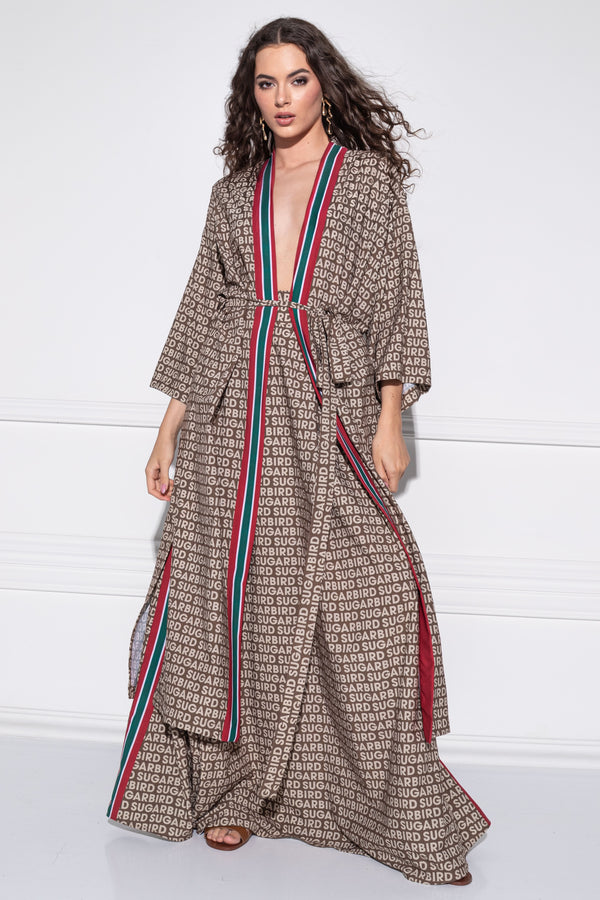 Yerta Small Logo Brown Kimono