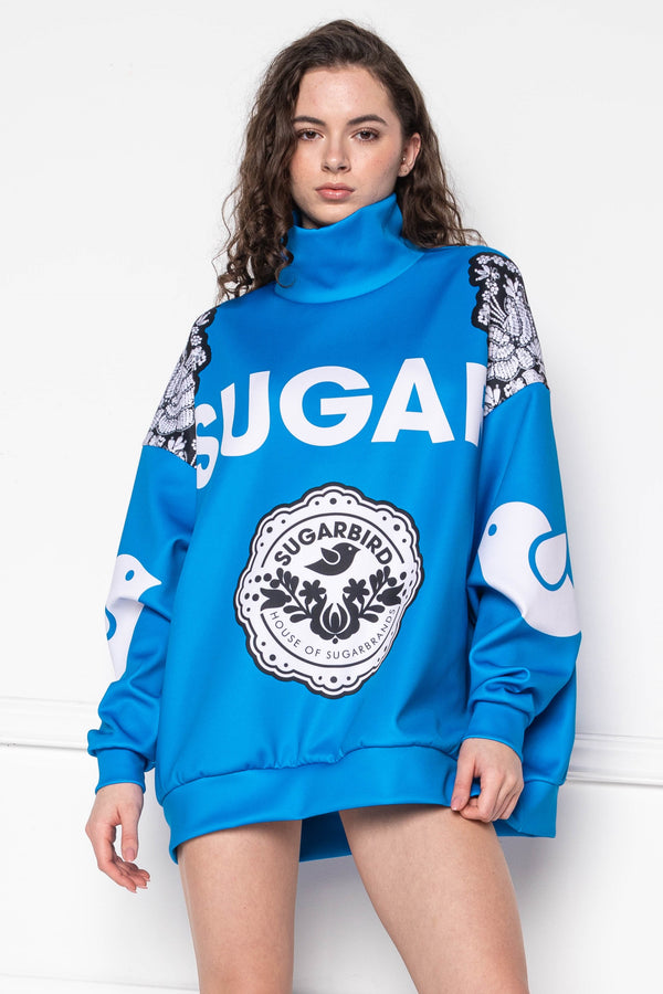 Boogira Color Monogram kék pulóver
