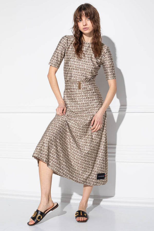 Tilla Small Logo Beige Dress
