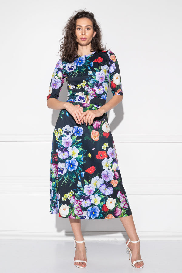 Tilla La Vie En Bouquet fekete ruha