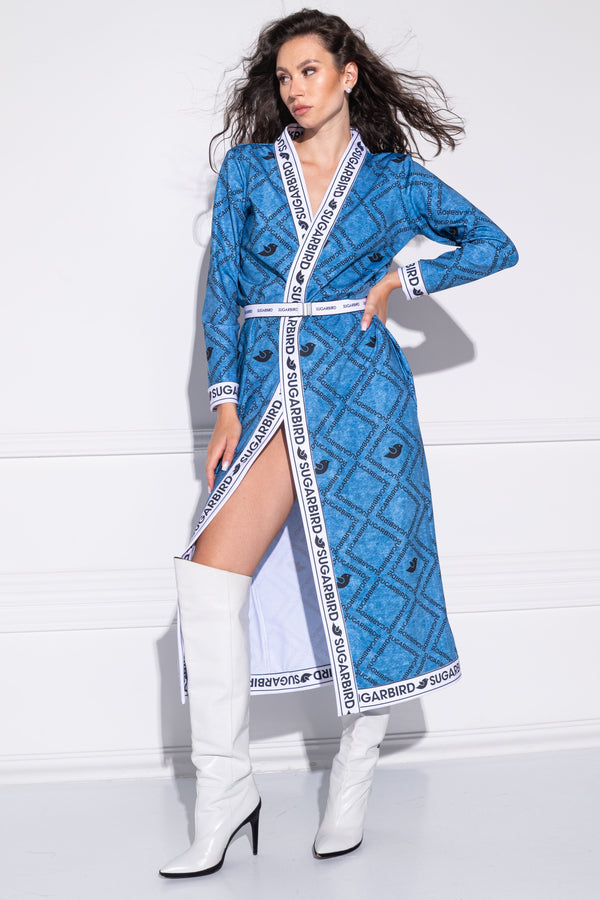 Karga Black Denim Effect Monogram kimono