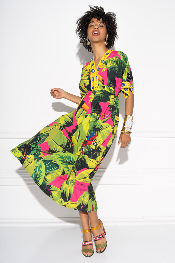Basma <tc>Frida</tc> Tropical Banana dress