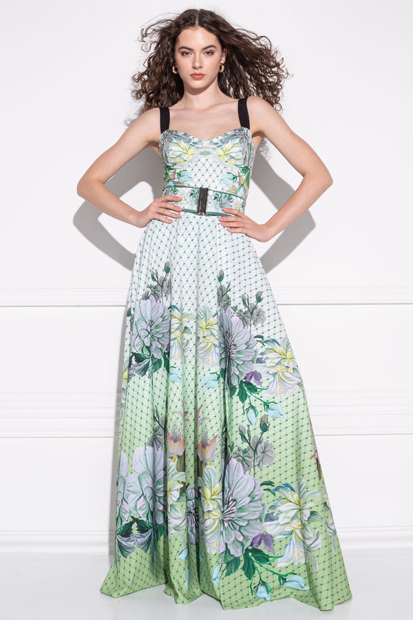 Gonna jardinette green skirt
