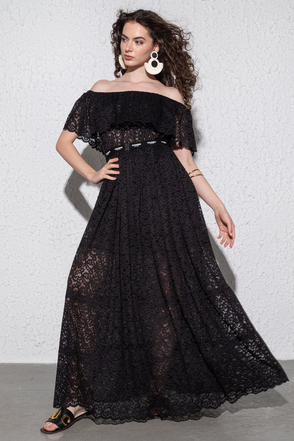 Cabano Maxi Sugarbird Lace fekete ruha