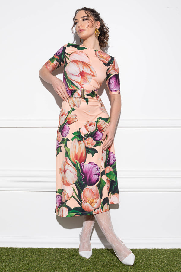 Tilael la vie en tulip peach dress